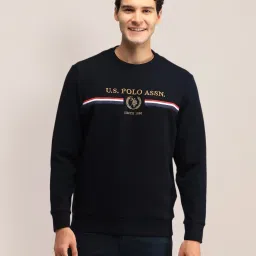 u.s. polo assn. U.S.Polo Association Navy Cotton Regular Fit Logo Printed Sweatshirt image 1
