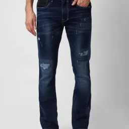 Spykar Blue Bootcut Lightly Washed Distressed Jeans-picture-44