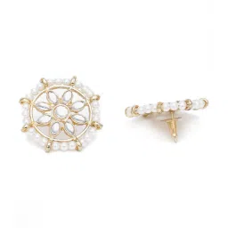 Karatcart Handcrafted Kundan Stud & Drop Earrings - Set of 3 image 4