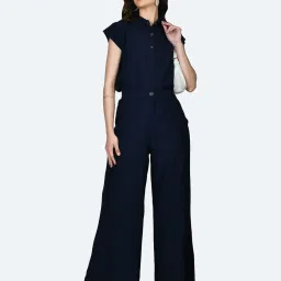 Zink London Navy Regular Fit High Rise Pants image 4