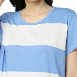 Triumph Blue Cotton Striped Sleep Tees image 4