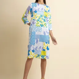 Fablestreet Multicolor Floral Print Shift Dress image 4