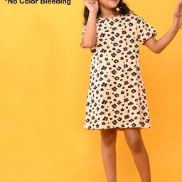 Anthrilo Kids Peach & Black Cotton Printed Dress image 4