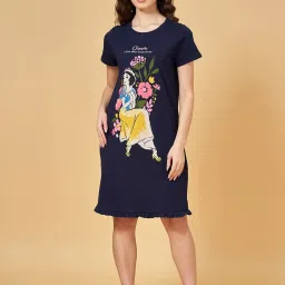 Dreamz by Pantaloons Navy Cotton Printed Sleep Tee image 1