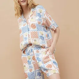 Ginger By Lifestyle Off White Regular Fit Printed Short Sets image 1