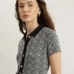 Elle Grey & Black Cotton Printed Jumpsuit image 4