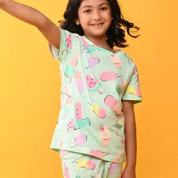 Anthrilo Kids Blue Cotton Printed T-Shirt Set image 4