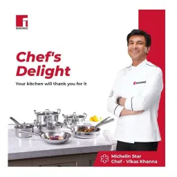 Bergner Tripro Silver Stainless Steel 28 cm Induction Friendly Triply Deep Kadai With Lid (5 L) image 4