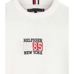 Tommy Hilfiger Kids White Embroidered Full Sleeves Sweatshirt image 4