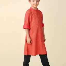 Fabindia Kids Red Printed Full Sleeves Kurta image 4