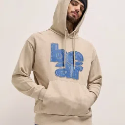 The Bear House Beige Relaxed Fit Graphic Hoodie image 1