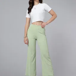 SELVIA Light Green Regular Fit Mid Rise Trousers image 4