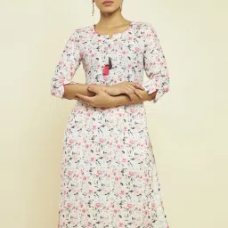 Soch Blush Pink Linen Floral Print Straight Kurta image 4