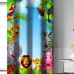 HOMEBREW FURNISHINGS Blue & Yellow Quirky Printed Door Curtain-picture-29