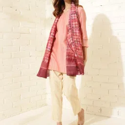 Fabindia Pink Printed Dupatta image 1