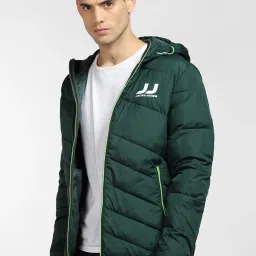 Jack & Jones Green Regular Fit Logo Printed Hooded Jacket image 1