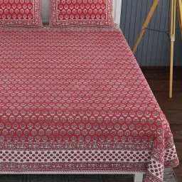 Living Roots Multicolor Jaipuri Printed Cotton Bed Sheet with 2 Pillow Cover image 2