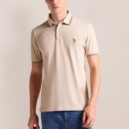U.S. Polo Assn. Beige Cotton Slim Fit Polo T-Shirt image 1