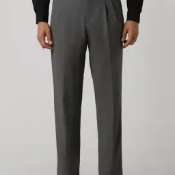 Van Heusen Grey Regular Fit Checks Trousers image 1