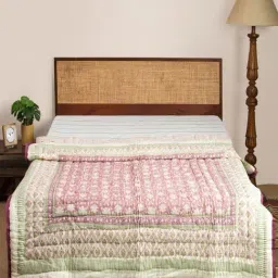 Fabindia Jarul Purple Cotton Printed Single Quilt-picture-17