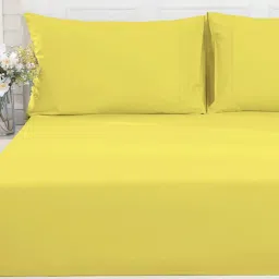Maspar Yellow 100% Cotton 200 TC Bed Sheet Set image 1