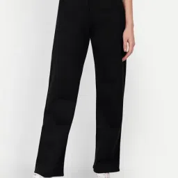 Broadstar Black Relaxed Fit High Rise Stretchable Trousers-picture-17