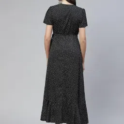 Cottinfab Black Polka Dot Wrap Crepe Dress image 2