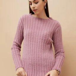 Code by Lifestyle Mauve Nylon Regular Fit Striped Pullover-picture-2