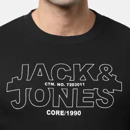 Jack & Jones Black Cotton Regular Fit Printed SweatShirt image 4