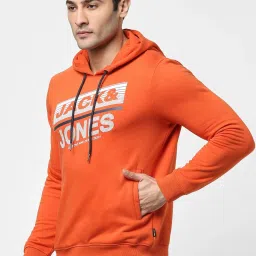Jack & Jones Orange Cotton Regular Fit Printed Hooded SweatShirt image 3