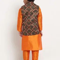 Benstoke Kids Mustard Yellow & Black Printed Full Sleeves Kurta Set image 2