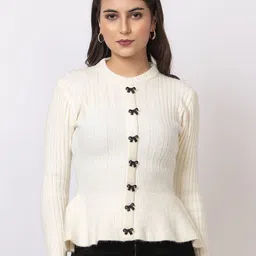 GFO Women Cable Knit Woollen Cardigan-image-63