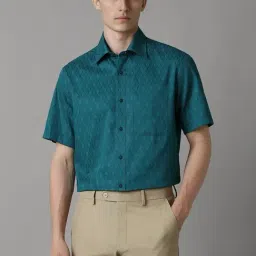 Louis Philippe Green Cotton Regular Fit Printed Shirt-image-49