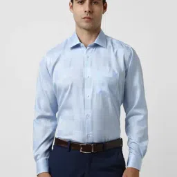 Van Heusen Blue Cotton Regular Fit Checks Shirt-picture-40