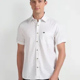 Arrow Sport White Cotton Regular Fit Printed Shirt-image-45