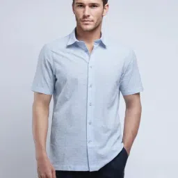 Rare Rabbit Blue Cotton Regular Fit Solid Shirt-image-70
