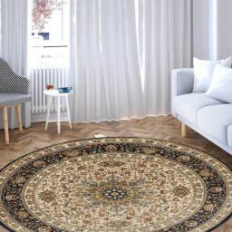 OBSESSIONS Navy Classical Round Shape Machine Made Carpet - Medium (150 cm x 150 cm)-picture-25