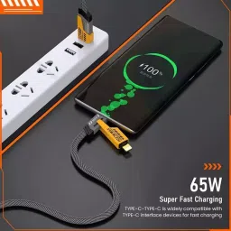 LOTA 4-in-1 Universal Multi Charging Cable Super Fast 65 W Durable & Tangle-Free, Yellow & Black image 4