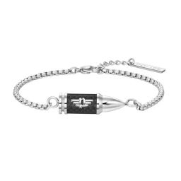 Police Showpiece Silver & Black Flexible Fit Bracelet for Men-picture-1