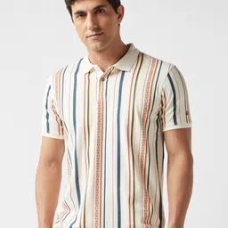 Louis Philippe Jeans Men Striped Polo Collar Cotton T-shirt-picture-31