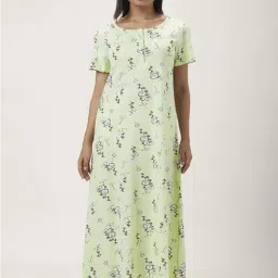 Dreamz by Pantaloons Green Cotton Floral Print Nighty-image-56