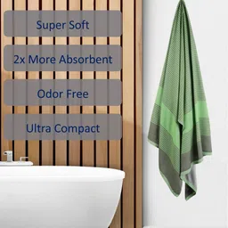 ZAHYA Green & Grey 1 Striped Bamboo 250 GSM Bath Towel image 5