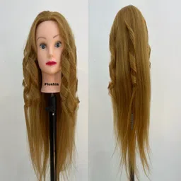 FLUSHIA 30 inch Long Golden Hair Dummy For Hair Styling Practice/Salon Mannequin For Hairstyle Practice,Training Head Manikin Hair Dummy100% original hair With Free Claimp Stand image 1