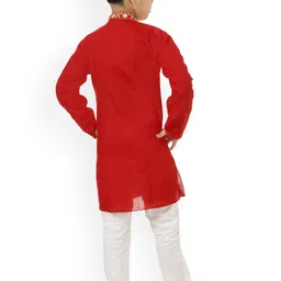 AHLAN APPARELS Boys Floral Embroidered Thread Work Kurta with Pyjamas image 4