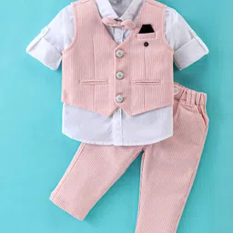 Jash Kids Full Sleeves Party Suit Printed with Bow - Peach-picture-17