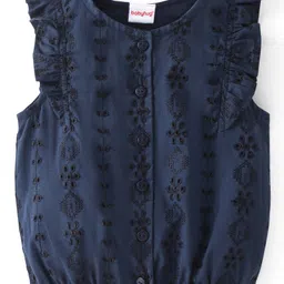 Babyhug Sleeveless Woven Top with Embroidery Detailing - Navy Blue-picture-24