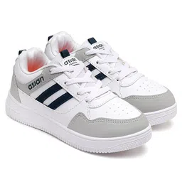 Asian Colour Blocked Sneakers - White Grey Navy Blue-image-29