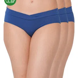 Inner Sense Organic Cotton Knit Pack Of 2 Solid V Band Detailed Plus Size Maternity Panties - Blue-picture-26