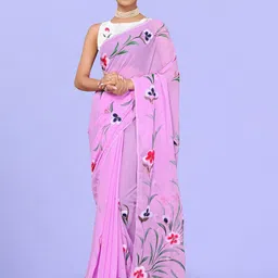 Avojee Floral Poly Georgette Saree-picture-12