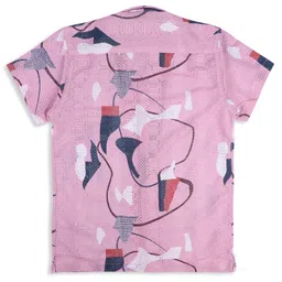 cavio CAVIOCotton Half Sleeves Abstract Printed Shirt With Tee - Pink image 3